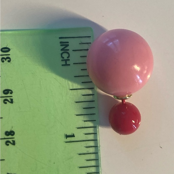 🌟 Double Sided Pink Round Ball Earrings - Picture 2 of 2
